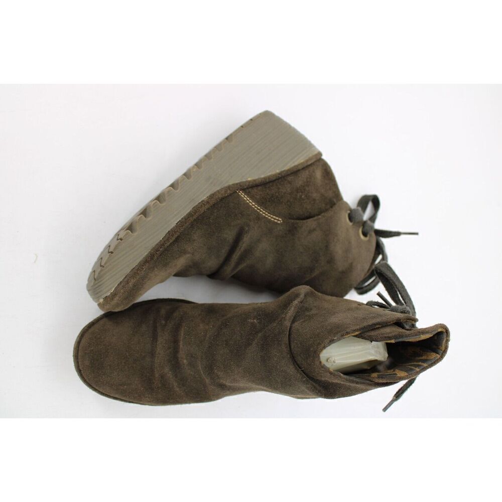 Fly London Boots Ankle Booties Brown Suede Wedge Ankle Lace/Tie Size 38 - Picture 2 of 11
